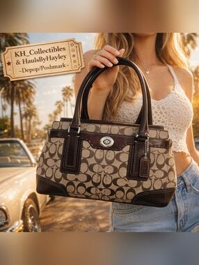 Coach Brown Signature Hampton Satchel Vintage Y2K